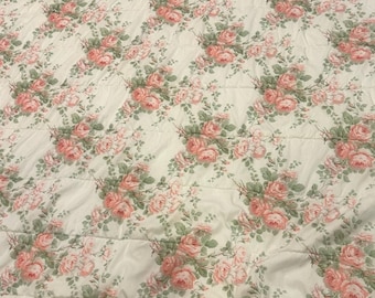 VTG Laura Ashley Königin Floral Rose Baumwolle Tröster Gestreift Reversible Romantisches Landhaus Dekor