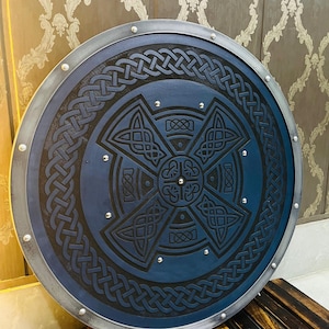 Celtic Cross Medieval Viking Round Wooden Shield-Best Gift Item