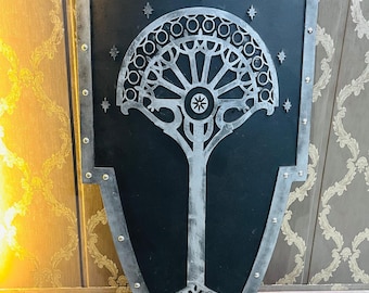 Gondor Tree Wooden Shield, Medieval Wall Decor (17x27 Inches)