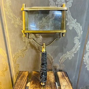 Vintage Brass Magnifying Glass: Rectangle Lens, Nautical Antique Style