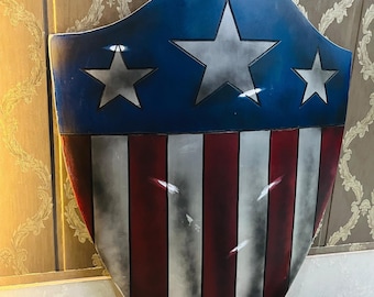Captain America Shield: First Avenger Hero Inspired - 19.5" x 25" Aluminum & Leather