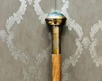 Antique Brass Clock Handle Walking Stick: Vintage Gentleman's Cane, 36 Inch