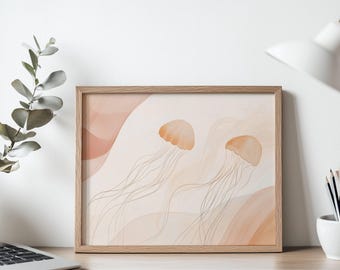 Jellyfish Art Print, Digital Print, Nature Art Prints, Home and Wall Decor, Wall Art, Instant Printable Art, Animal Wall Art