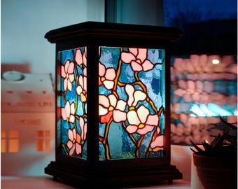 ティファニー テーブル ランプ 藤、花のステンド グラス、ベッドサイド