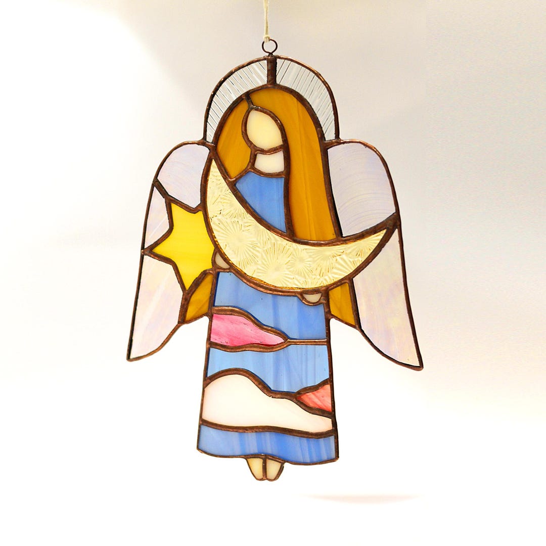 VinSees Hummingbird Stained Glass Window Hangings,Suncatcher For Window, Hummingbird And Flowers Hanging Ornament, Stained Glass Panel