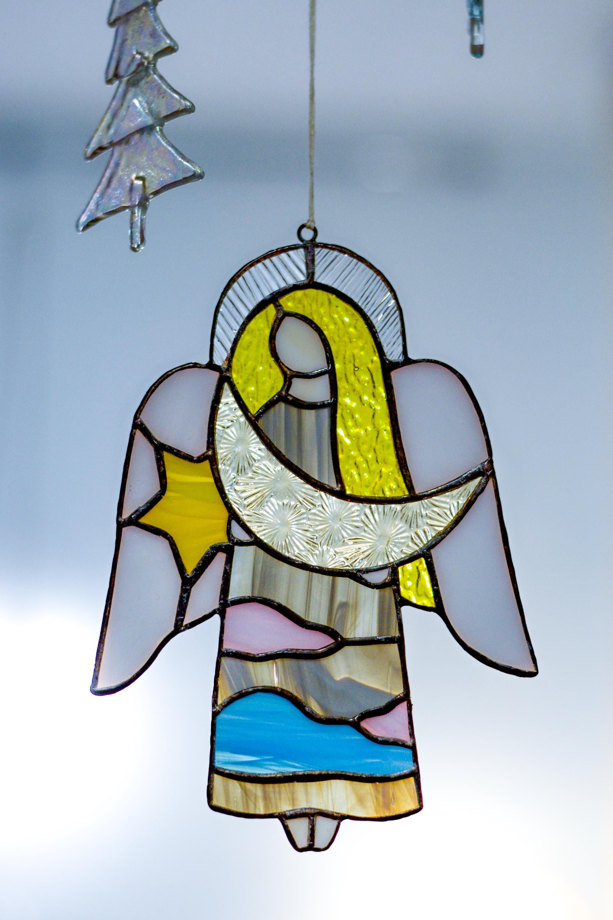 Buntglas-Engel Als Sonnenfänger – 100 % Echtes Glas, Mit Aufhängehaken, Für Fenster & Garten