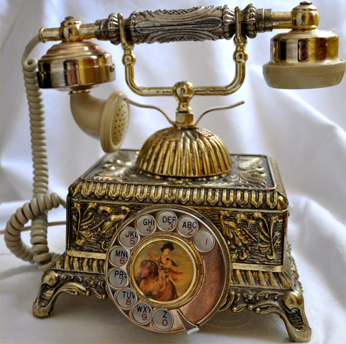 Vintage Telephone Aged Brass Phone Cradle Hand set Etsy
