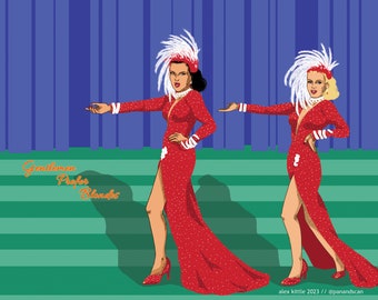 Gentlemen Prefer Blondes (1953) Illustration Print