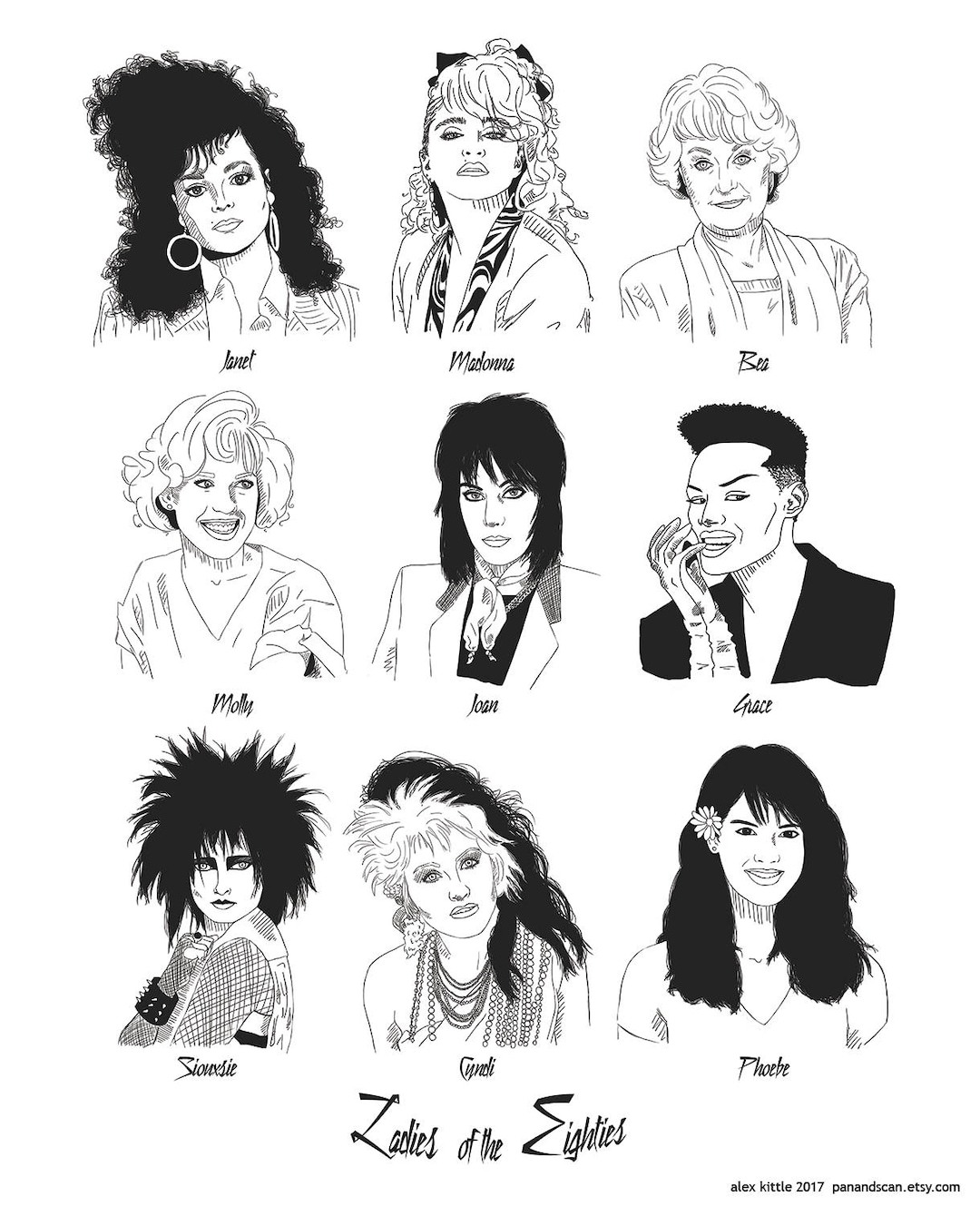 Ladies of the Eighties (black and White) - Etsy