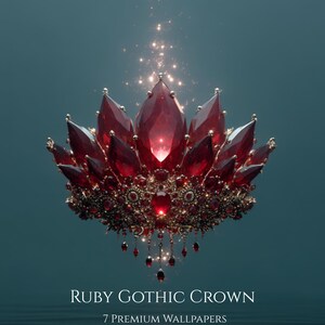 Ruby Gothic Crown Wallpaper Set, 7 Dark Luxury Wallpapers, Vampire Aesthetic Backgrounds, iPhone Android Phone Wallpaper, Instant Download
