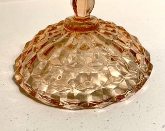 Vtg Indiana Colony Whitehall Pink Glass Cubist Candy Dish Lid Only 5.25 Inch