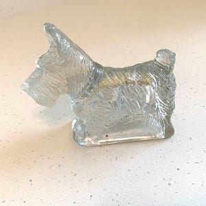 Vintage Scottie Dog Figure Hollow Scottish Terrier Clear Glass Candy Container