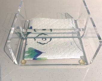 Vintage Clear Acrylic / Lucite Napkin Holder • MCM Mid Century Modern