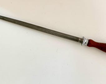 Vintage Dexter 19” Sharpening Steel with Wooden Handle Southbridge Mass USA