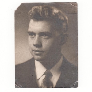 Vintage Photo Handsome Young Man 1943 ID&#39;d Harry portrait Hottie Gay Int *