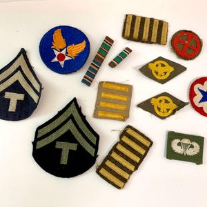 Vintage World War 2 Military Patches Pins Lot Of 13