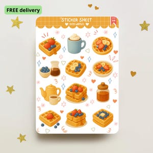 Sticker Sheet ‑ cozy waffles journal calendar planner stickers scrapbook stickers cozy illustration