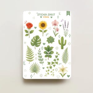 Floral Botanical Sticker Sheet: A6 Journal, Planner, Scrapbook