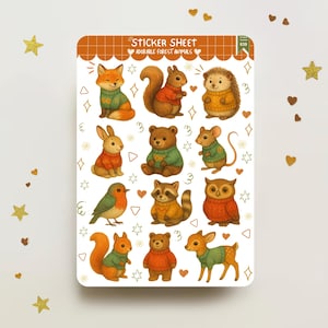 A6 Forest Journal Sticker Sheet: Cozy Art, Planner Stickers