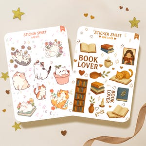 2 Matte Sticker Sheets | Cute Waterproof Vinyl Stickers for Journaling, Scrapbooking, Planner, Laptop Stickers Kawaii Stationery