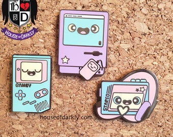 Pastel Retro Tech pin SET of 3 computer, game system, cassette player
