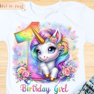 Unicorn Birthday Girl SVG PNG | 1st Birthday Sublimation Design |Rainbow Unicorn Clipart| Trendy svg png for T-Shirt, Stickers, Mugs, Bags