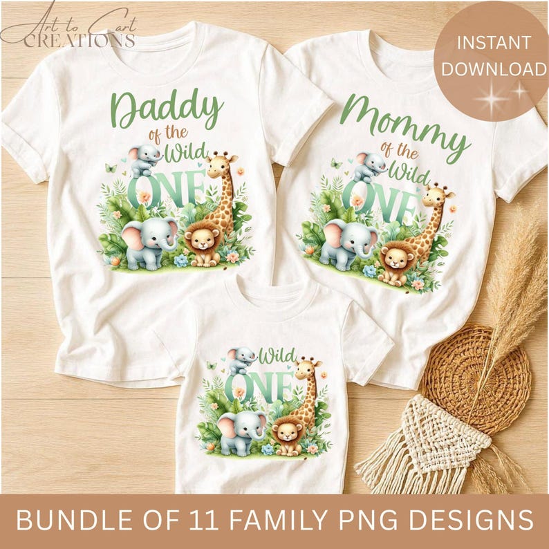Safari Wild One Family PNG | 1st Birthday Jungle Animal Clipart ...
