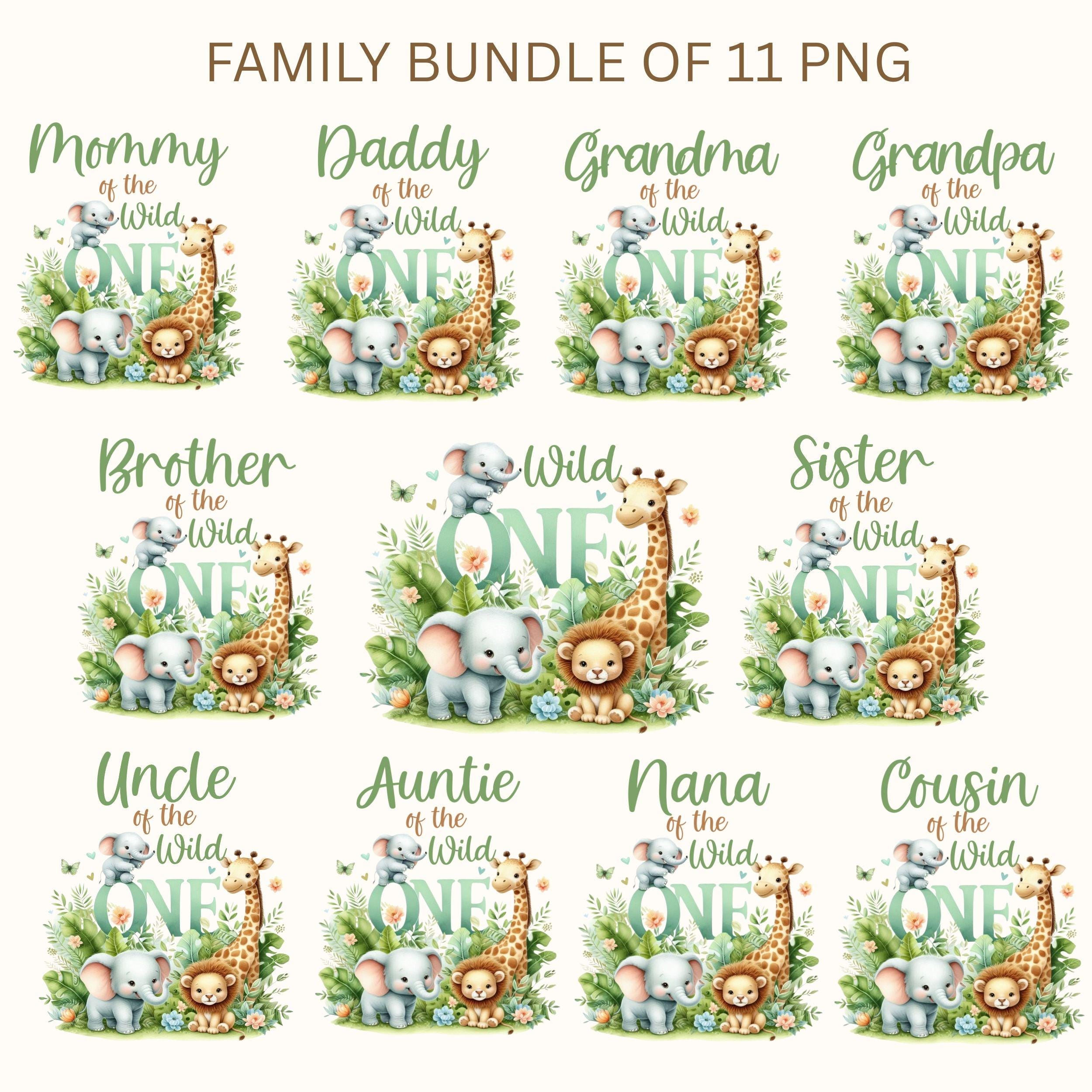 Safari Wild One Family PNG | 1st Birthday Jungle Animal Clipart ...