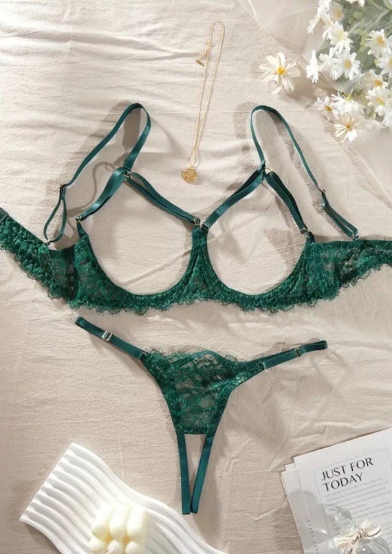 See Through Lingerie Open Lingerie Lingerie for Sex Sexy Lingerie Hot  Lingerie Open Croth Lingerie See Through Panties Green Lingerie
