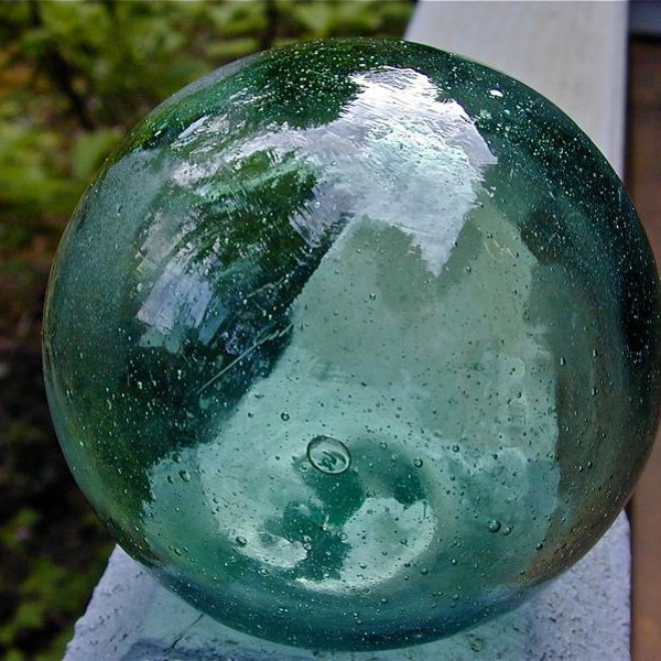 Jade Soiree Vintage Glass Fishing Float Japanese Collectible, Glass Heavy Like Lead