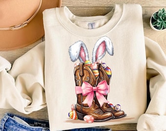 Howdy Easter Shirt, Cowboy Boots Easter Coquette Tee, Western Easter Bunny Shirt, Happy Easter Shirt, Funny Easter Eggs, Retro Easter Shirt