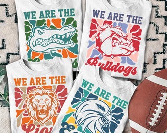 Custom Team Mascot Shirt, Floral School Spirit Mascot Tee, Floral We Are Mascot School Name Shirt, Matching Team Tee, Cheer Leader Tee