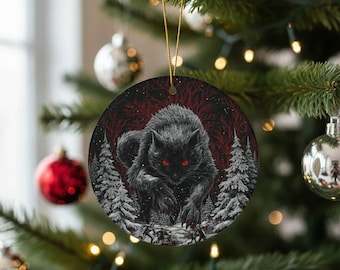 Yule Cat Ceramic Ornament, Jolakotturinn Christmas Cat, Holiday Winter Solstice Yule Icelandic Folklore Dark Academia, Krampus Cat Ornament
