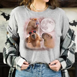 Capybara With The Moon Shirt, Three Capybara Vintage Graphic Shirt, Capybara Lover Gift, Cute Capybara Shirt, Funny Capybara, Capybara Gift