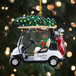 Personalized Golf Cart Christmas Ornament, Golf Car Shaped Acrylic Ornament, Golf Cart Ornament, Golf Clubs Ornament, Golf Lovers Gifts