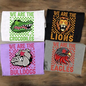 Custom Vintage Preppy Checkerboard We Are Mascot for Meghan Lovely, School Name Shirt, Favorite Team Shirt, Custom Mascot Retro Shirts