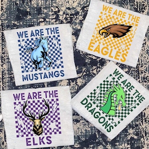 Custom Vintage Checkerboard We Are Mascot, School Name Shirt, Favorite Team Shirt, Custom Mascot Retro Tee, Mascot Shirt, School Spirit