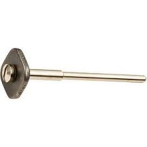 May include: A silver metal sharpening steel with a hexagonal head and a long, thin shaft.