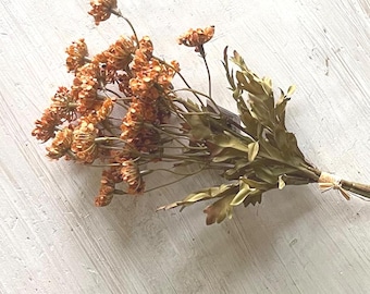 Artificial Fennel Flower Bundle: Pumpkin Orange Fall Floral - 13 Inch