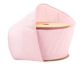 2 1/2 Wired Ribbon | Pale Pink Linen | 10 Yard Roll