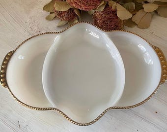 Fire King Ovenware Veggie Dish | Vintage Fire King Veggie Dish | Vintage Gold Rim Veggie Dish | Vintage Veggie Tray | Vintage Relish Tray
