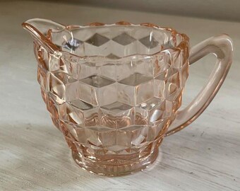 Vintage Jeannette Pink Depression Glass Creamer - Pink Depression Glass Cubist/Cube Creamer - Vintage Rose Glass Creamer - Vintage Creamer