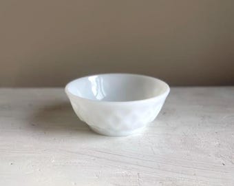 Milk Glass Fruit Bowl | Anchor Hocking Fire King Kimberly Diamond Bowl | Vintage Dessert Bowl