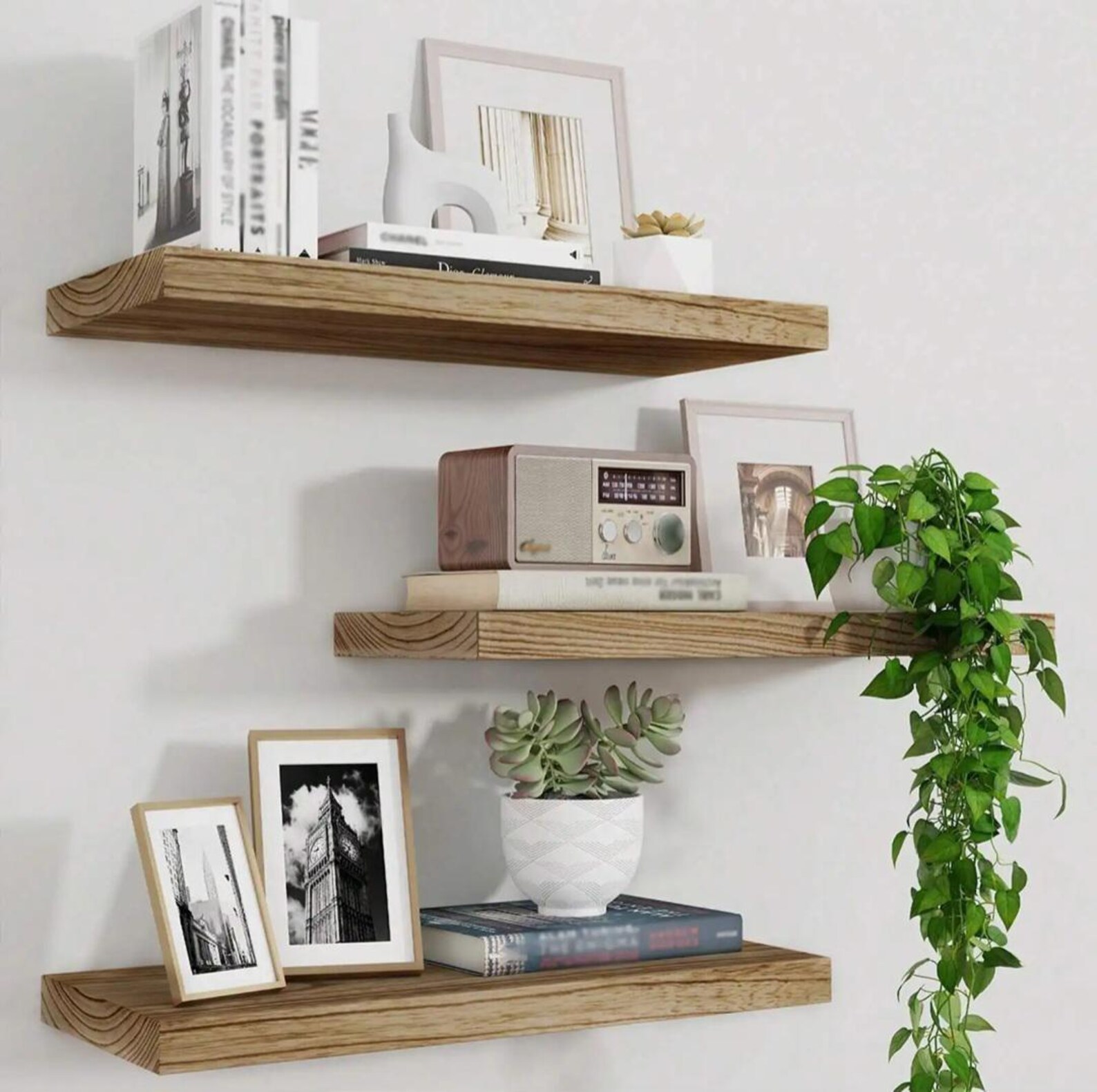 Wooden Floating Wall Shelves, Art Storage Rack , Rustic Wood Shelves