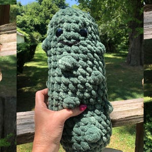 Ready to Ship Large Pickle Plushie, BIG DILL Crochet Pickle Plushie, Yarn Pickle, Amigurumi, Crochet Gift/Stuffed Pickle, huge pickle plush
