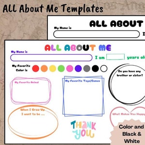 All About Me Survey Printable, Get To Know Me, Back to School Worksheet, All About Me Printable, Classroom Activity, First Day of School