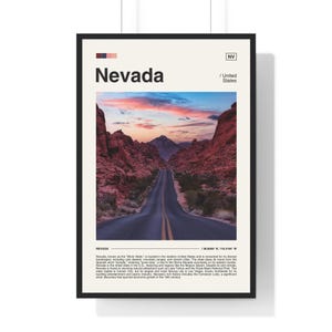 Póster de Nevada, Impresión de Nevada, Arte mural de Nevada, Póster de viaje, Impresión de viaje, Póster estatal, Impresión estatal, Arte mural estatal, Arte mural panorámico