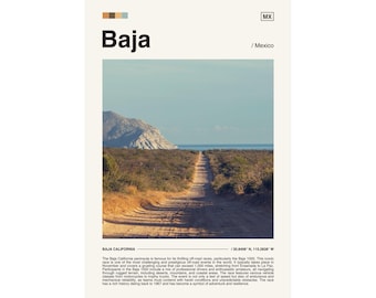 Baja California Reiseposter, Mexikanische Halbinsel Landschaft (Digitaler Download)