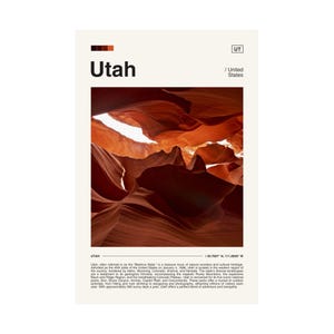 Utah Digital Download Poster, Utah Digital Download, Digital Download Poster, Travel Poster, Travel Print, Utah Poster, Utah Wall Art