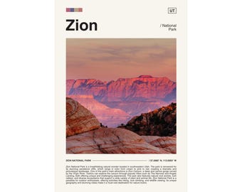 Zion National Park Poster, Utah Landscape Art (Digital Download)